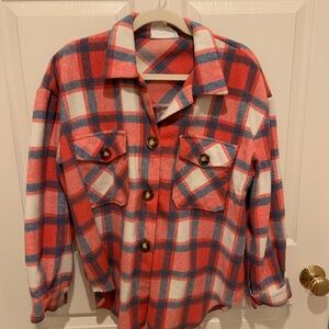 Pink and Blue Plaid Shacket